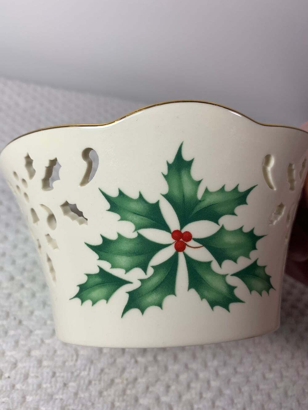 Lenox Holiday Holly candle/Candy bowl